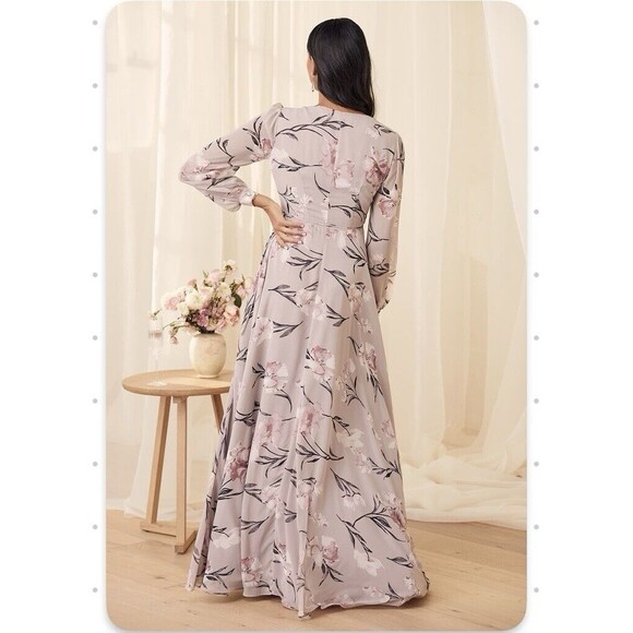 Lulus Loving You Dusty Purple Floral Print Long Sleeve Wrap Maxi Dress Size S - Picture 3 of 8